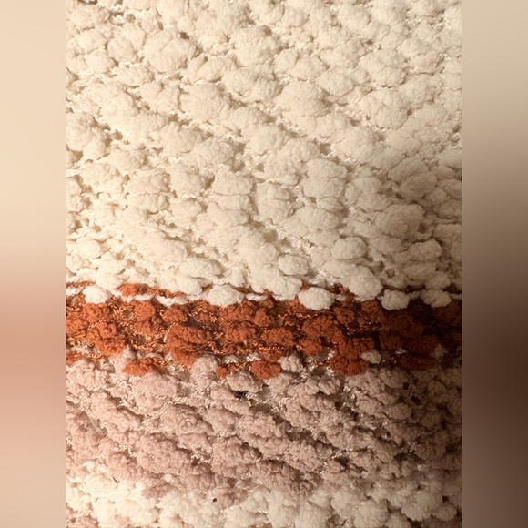 Bobeau Cream and Brown Crew Neck Sweater with Stripes - Picture 6 of 7